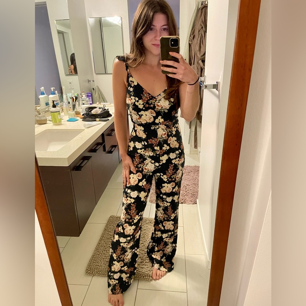 Zara Navy Floral Jumpsuit